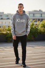 Calvin Klein Men s Long Sleeve Pullover Hoodie XL Gray Designer City Sports