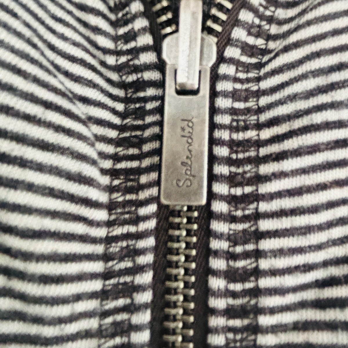 Splendid Navy Stripe Hoodie Sz Small Zip Front Sweatshirt