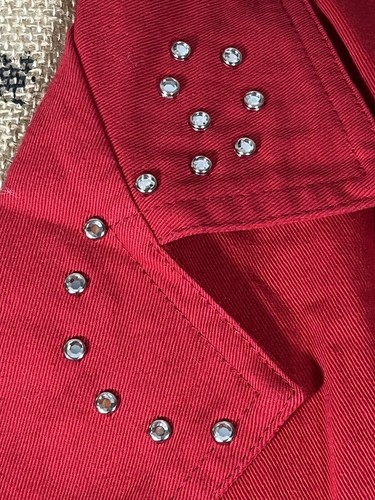 Rio Inc Sz M Romper 80s Red Studded Rhinestones VTG Festival Vacation Summer - Picture 7 of 19