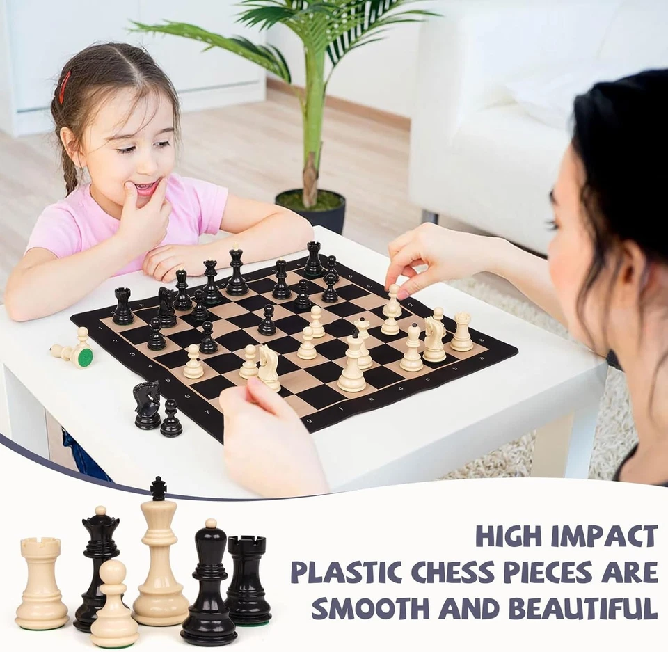 20'' Tournament Chess Set for Adults and Kids Foldable Silicone Chess Board Game - image 4 of 4