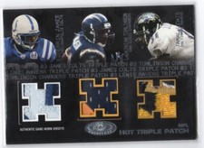 2003 Hot Prospects Triple Patches #JTL Edgerrin James Tomlinson Lewis #’d 09/50