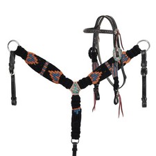 PONY Skyfire MOHAIR String Breast Collar Browband Headstall Copper Turquoise