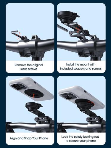 Support Téléphone Tige Vélo Avant Compatible avec Caméra Sport & Lumière【Série Q】 - Photo 12 sur 12