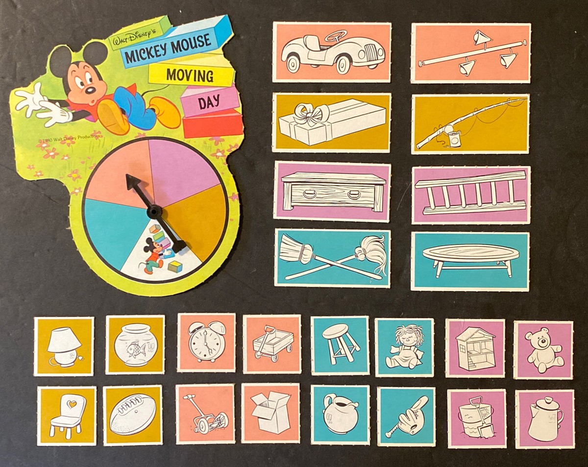 Vintage Board Game Mickey Mouse Moving Day Game 1980 Whitman RARE