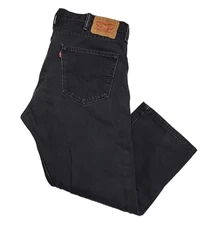 Levi's 501  Red Tab Boot Cut Button Fly Black Denim Work Jeans Men's 38x25