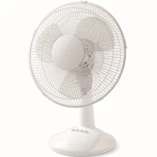 12" 3-Speed Oscillating Table Fan, White, FT30-8MBW, Quiet Cooling