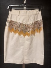 Vintage 1990s Skirt High Waisted Western Southwestern Chandelier Fringe Pockets