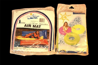 Lot of 2 Intex Swimming Pool Inflatable Air Mattress 72  & Tube Ring Float 36 
