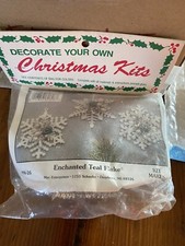 Vintage Merri Mac Enchanted Teal Snow Flake Christmas Ornament Kit New 96-26