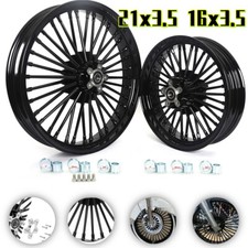 21x3.5 16x3.5 Fat Spoke Wheels Rim Set For Harley Touring Bagger Road King 84-08