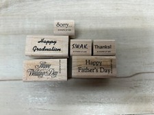 Vintage 1993 Stampin' Up Set Of 6 Wishes Wood Mounted Rubber Stamps