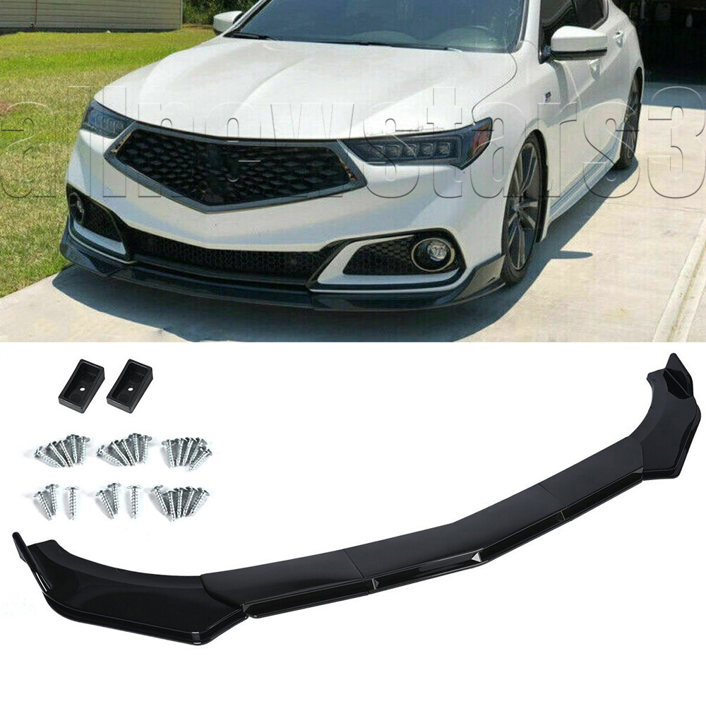 Gloss Black Front Bumper Lip Spoiler Splitter Kit For Acura TLX 2015-2023 (4 Piece, Hardware Included) - View #2