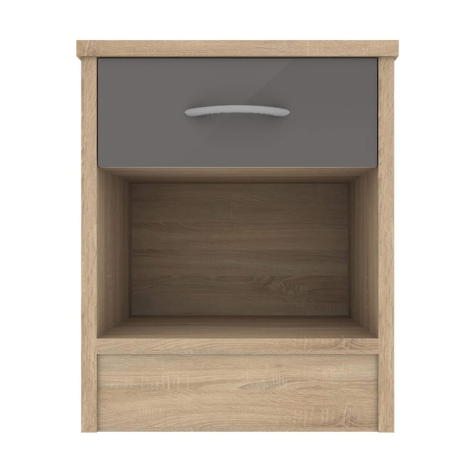 Bedside Table Side Table Grey & Oak Finish Nightstand One Drawer Shelf