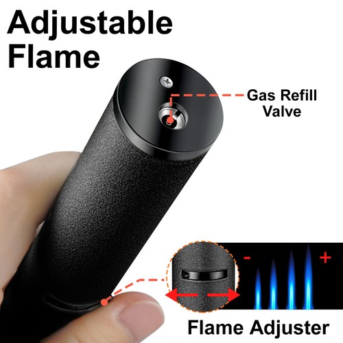 Butane Torch Lighter with Adjustable Jet Flame Windproof Refillable Long Lighter - Picture 24 of 43