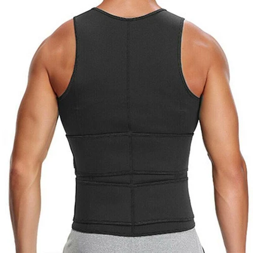 Mens Sauna Suit Sweat Vest Waist Trainer Body Shaper Tank Top Compression Shirt - Picture 4 of 30