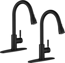 Black Pull Down Kitchen Faucets - 2 Pack Single Handle Commercial Design