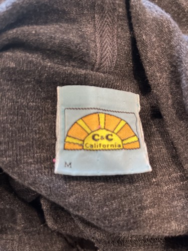 c c california Women Medium Gray Jersey Hooded Utility Cargo Zip Front Jacket - Picture 5 of 6