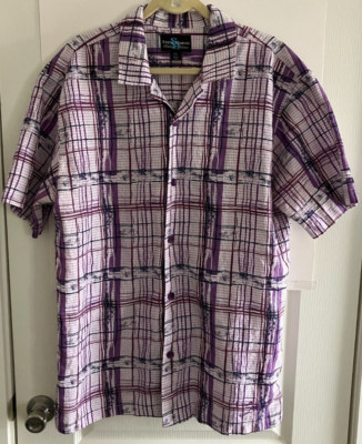 Steve Harvey Mens Shirt Size XXL Celebrity Edition Purple Linen Blend Abstract