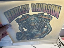 Vtg Harley Davidson Iron On T-Shirt Transfer Engine Motor Glitter Motorcycle