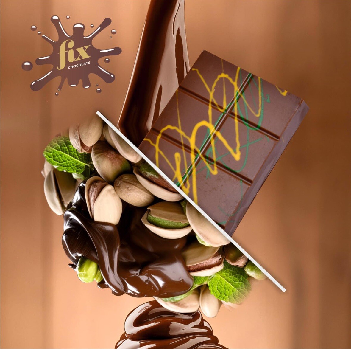 Dubai Chocolate bar with pistachio filling, Fix Dessert Dubai Chocolate bar with pistachio filling, Fix Dessert