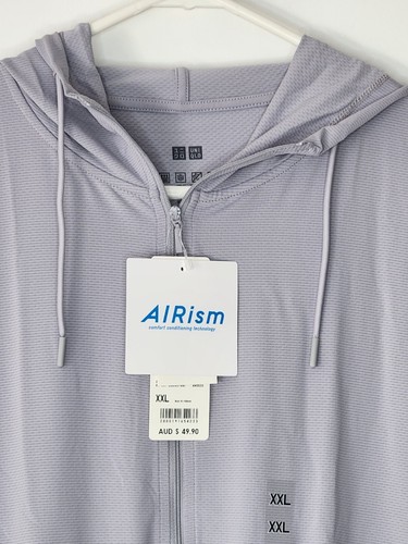 Uniqlo Soft grey Airism Light weight full zip hoodie Sz XXL Women's Brand New - Picture 2 of 10
