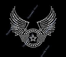 Rhinestone Transfer " Wings and Stars " Iron On, Hotfix, Iron On SM