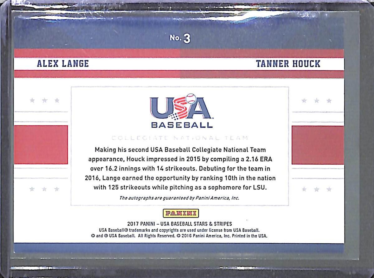 2017 Panini Stars and Stripes Dual Green Autograph #3 Alex Lange