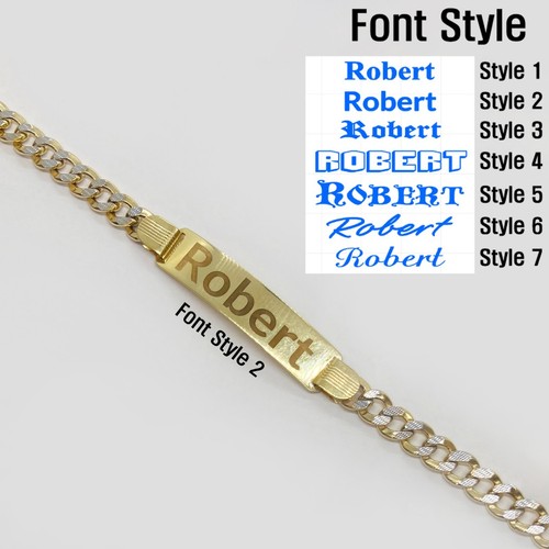 10k Gold Kubanisch Klassisch Pflastert Diamant Schliff Name Gravur Ausweis Kette Glied Armband - Bild 7 von 7