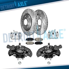AWD Front Knuckles Calipers Bracket Drilled Rotors Kit for 2009-13 Toyota Matrix