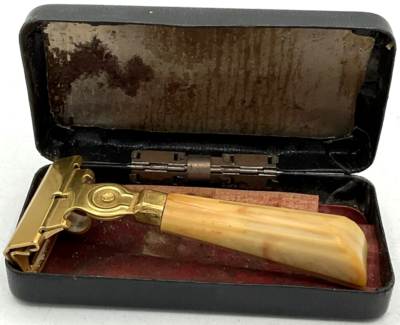 Schick Injector Razor Deluxe Model 本体 Vintage Schick Injector Razor Original Box Marbled Handle Gold