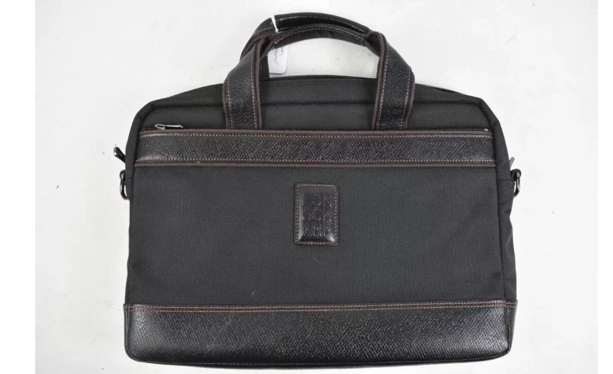 Longchamp Boxford mallette sacoche pour ordinateur portable bandoulière sangle noir/marron (prix de vente conseillé +)