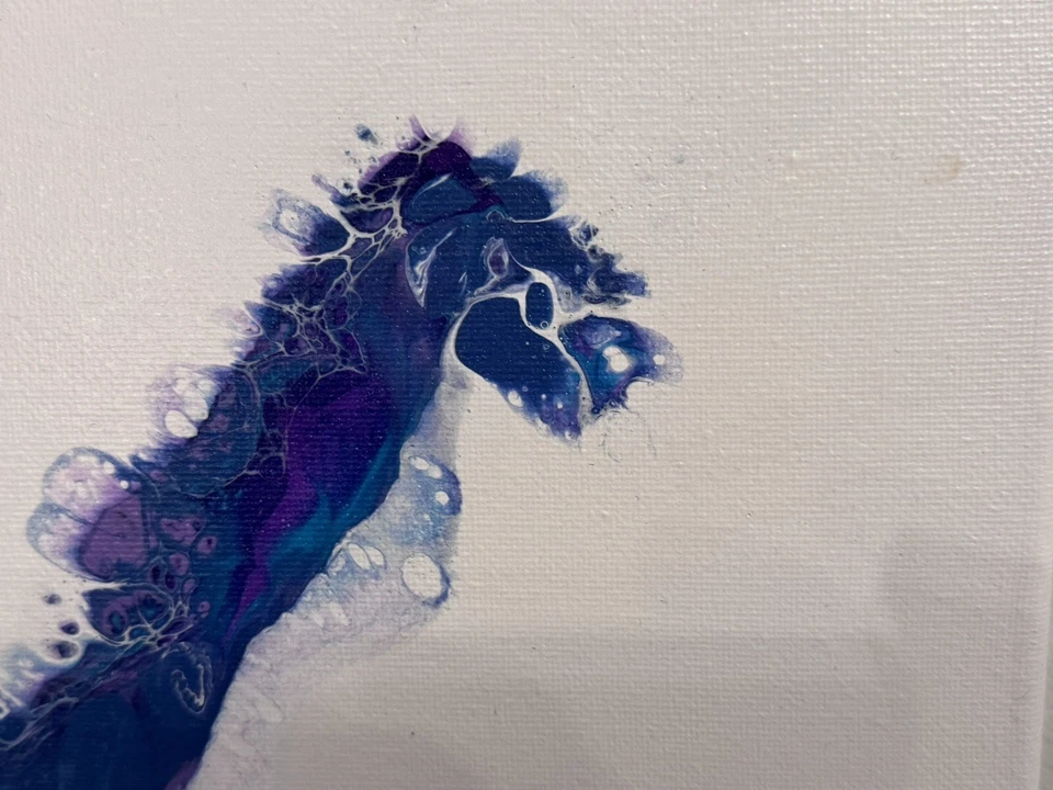 Arte abstrata original fluido acrílico pintura dinossauro decoração de parede quarto de bebê - Imagem 2 de 4