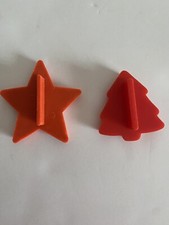 Hallmark Red Tree and Orange Star Plastic Vintage Mini Cookie Cutters