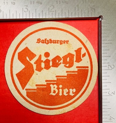 Stiegl Brewery Salzburg 3.5 INCH ROUND BEER COASTER rare vintage Q2