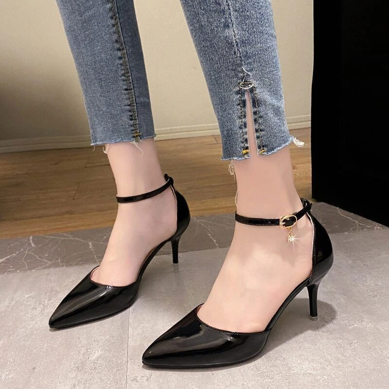 Elegant Women Thin Heel Pumps Ankle Strap High Heels Pointed Toe Stilettos  Shoes | eBay