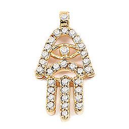 Pendentif main de Fatma pavé diamant cz or 18k, le cadeau symbolique idéal