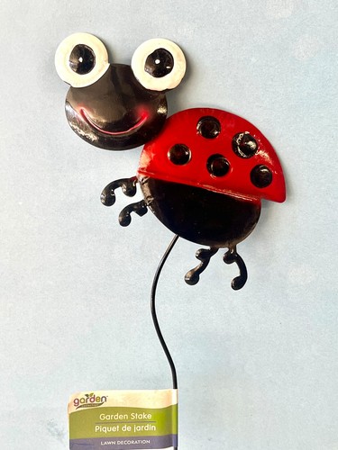 HOME GARDEN SPRING SUMMER DECOR - METAL LADYBUG YARD STAKE 24" - BRAND NEW