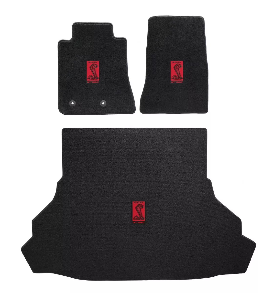 2015 2020 GT350 GT350R Black Ultimat 3pc Floor Rear Trunk Mat Red Shelby Snake