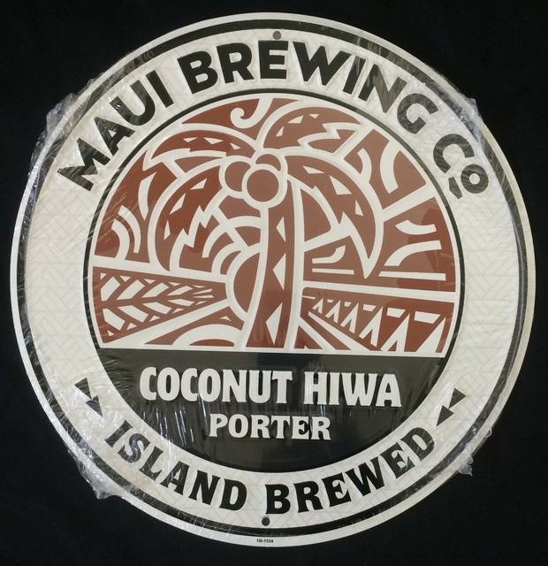 Maui Brewing Co COCONUT HIWA 12" SIGN/TACKER tin beer bar lot + koozies