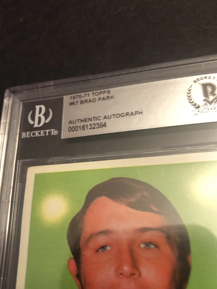 Tarjeta de novato firmada por Beckett autografiada por Brad Park "HOF 88" 1970 Topps 384 Rangers Foto 3 de 3