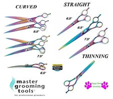 Master Grooming PRO RAINBOW 440C ICE TEMPERED STEEL SHEARS SCISSORS Pet Dog Cat