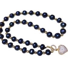 Gorgeous 10-11mm Black freshwater Pearl Necklace bracelet earrings Jewelry Set
