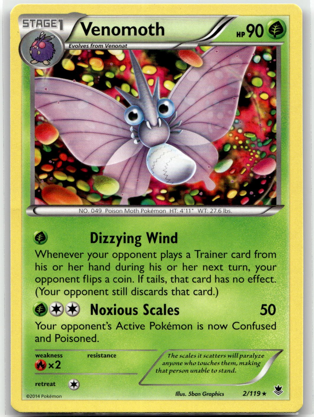 Venomoth 2/119 Rare Phantom Forces Pokemon LP