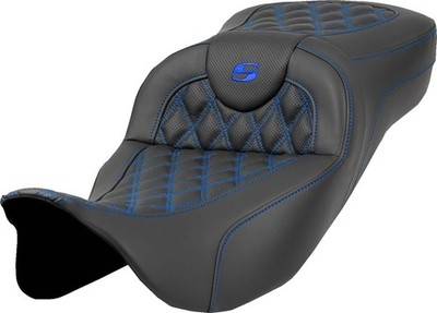 Saddlemen RoadSofa LS Ext. Reach Seat Blue Stitch #284779 Harley Davidson