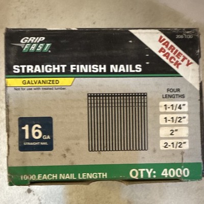 Grip Fast Straight Finish Nails 16GA Galv. Steel Variety Pack 208-1130 4000ct