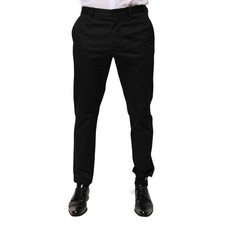 DOLCE & GABBANA Pants Black Cotton Tapered Men Formal Trousers IT48/W34/M 900usd