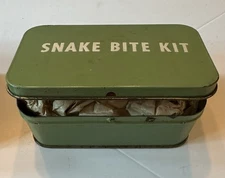 VINTAGE E.D. BULLARD CO POCKET SNAKE BITE KIT; TIN & FULL CONTENTS plus box (4)