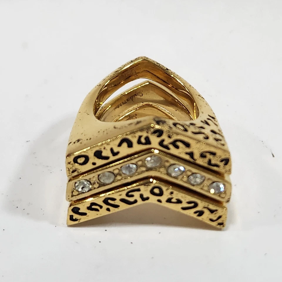 HSN Sigal Estilo 3 Piezas Cristal Estampado Animal Acero Inoxidable Anillos Apilados Talla 5 Foto 3 de 4