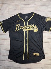 Nike Atlanta Braves Jersey Ronald Acuna Jr #13 BLACK  GOLD Edition size 48  