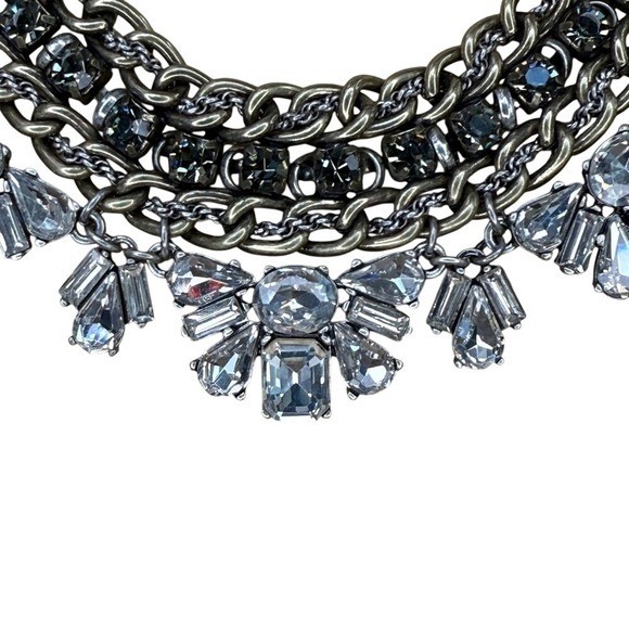 LOFT Statement Necklace Black Silver Multi Strand… - image 2